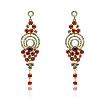Pair of ruby diamond earrings isolated on white Stock Photos