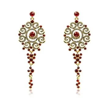 Pair of ruby diamond earrings isolated on white Stock Photos