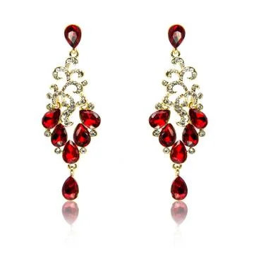 Pair of ruby diamond earrings isolated on white Stock Photos