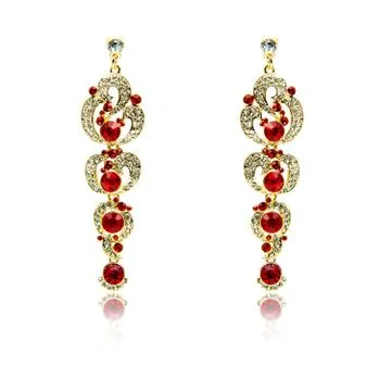Pair of ruby diamond earrings isolated on white Stock Photos