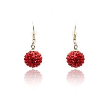 Pair of ruby diamond earrings isolated on white Stock Photos