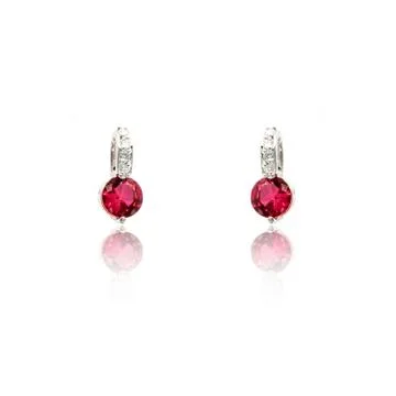 Pair of ruby diamond earrings isolated on white Stock Photos