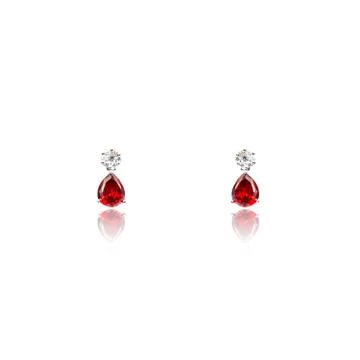 Pair of ruby diamond earrings isolated on white Stock-Fotos