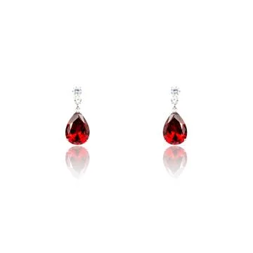 Pair of ruby diamond earrings isolated on white Stock Photos