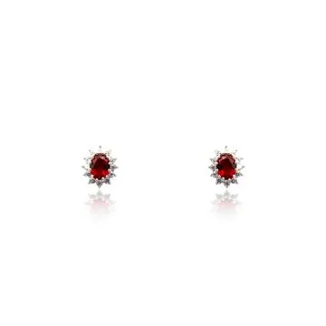 Pair of ruby diamond earrings isolated on white Stock Photos