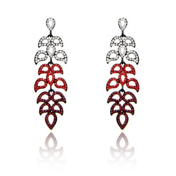 Pair of ruby diamond earrings isolated on white Stock Photos