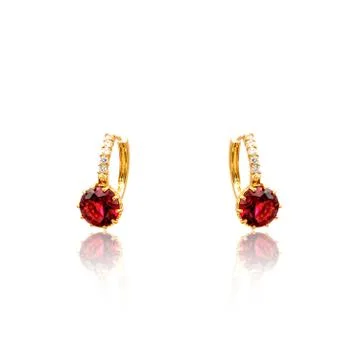 Pair of ruby diamond earrings isolated on white Stock Photos