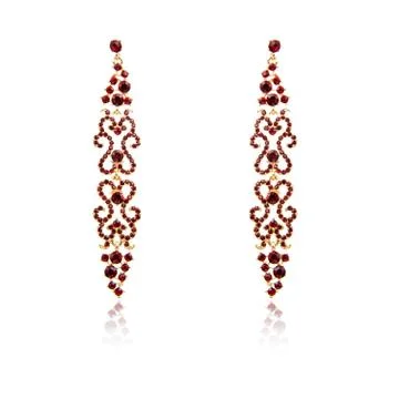 Pair of ruby diamond earrings isolated on white Stock Photos