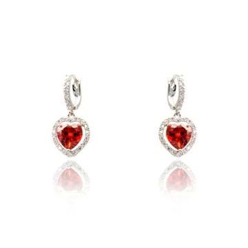 Pair of ruby diamond earrings isolated on white Stock Photos