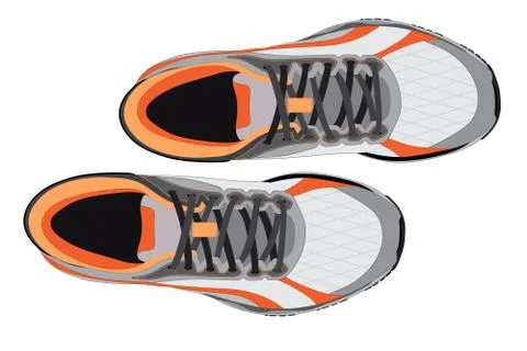 Pair of running shoe on white background top view Stock Illustration