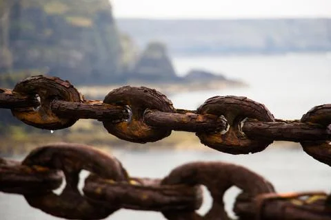 Pair of rusty bridge chains, which is the weakest link? Stock Photos