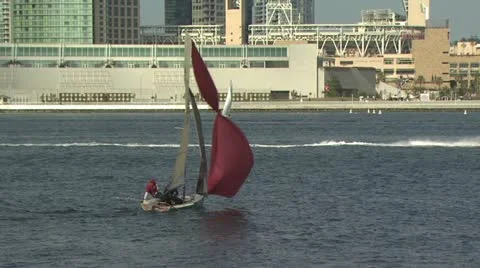 A pair of sailors in a small, two person boat Video stock 19183635