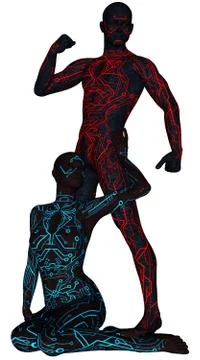 Pair of sci-fi android Stock Illustration