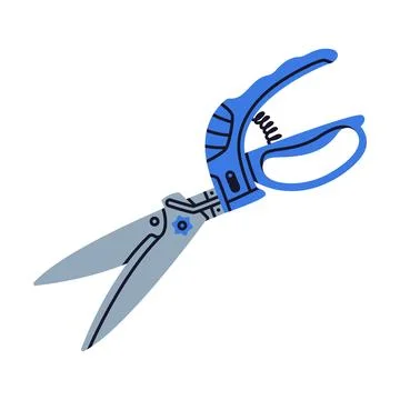 Pair of Scissors and Garden Pruner or Clipper as Hand-operated Shearing Tool Ilustração Stock