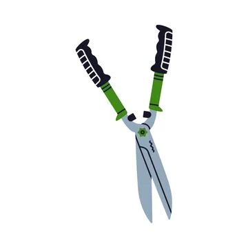 Pair of Scissors and Garden Pruner or Clipper as Hand-operated Shearing Tool Stock Illustration