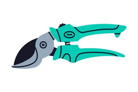 Pair of Scissors and Garden Pruner or Clipper as Hand-operated Shearing Tool Ilustração Stock