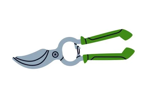 Pair of Scissors and Garden Pruner or Clipper as Hand-operated Shearing Tool Stock Illustration