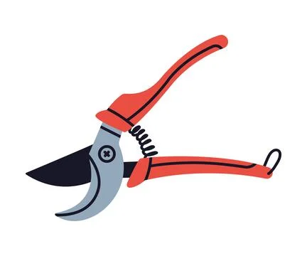 Pair of Scissors and Garden Pruner or Clipper as Hand-operated Shearing Tool Stock Illustration