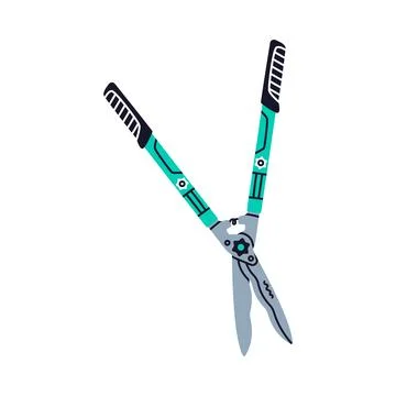 Pair of Scissors and Garden Pruner or Clipper as Hand-operated Shearing Tool Ilustração Stock