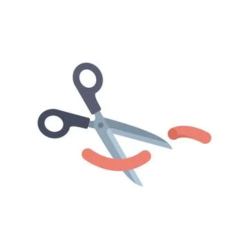 Pair of scissors cutting sausage links icon Stock Illustration