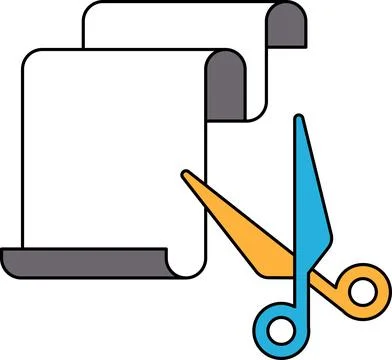 A pair of scissors cutting through a piece of paper Stock Illustration