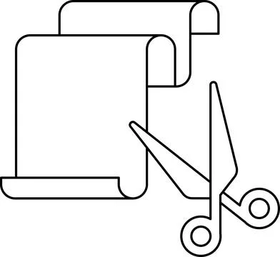 A pair of scissors cutting through a piece of paper Stock Illustration