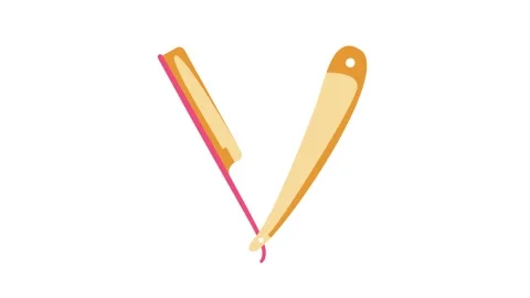 A pair of scissors featuring a prominent letter V on the handle. Vídeos de archivo 332343572
