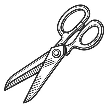 A pair of scissors in line art Stock Illustration