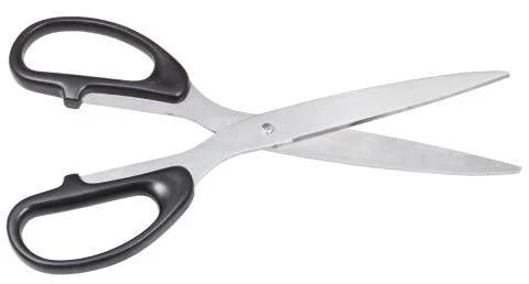 Pair of scissors for paper with black handles Stock Photos