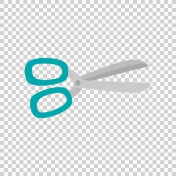 Pair of scissors with teal handles on transparent pattern Stock Illustration