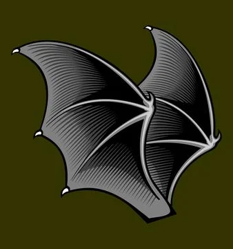 A pair of shaded bat wings Stock Illustration