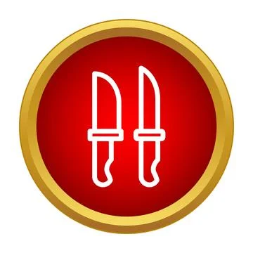 Pair of sharp hunting knives in red circle Ilustração Stock