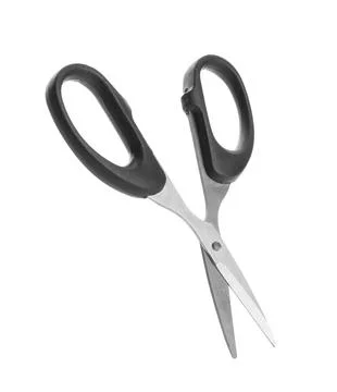Pair of sharp scissors on white background Stock Photos