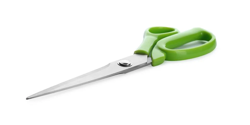 Pair of sharp scissors on white background Stock Photos