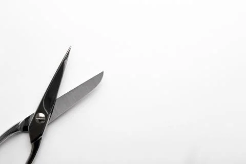 Pair of sharp scissors on white background Stock Photos