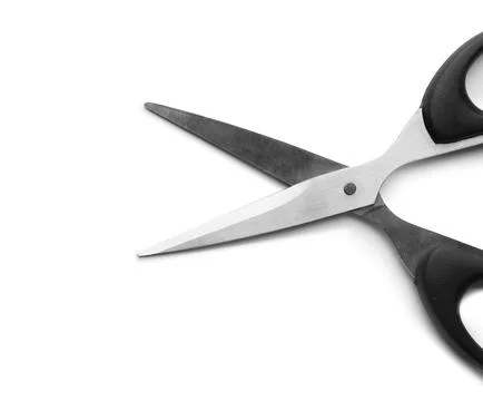 Pair of sharp scissors on white background Stock Photos