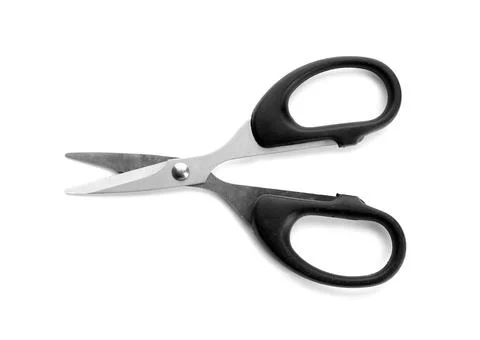 Pair of sharp scissors on white background Stock Photos