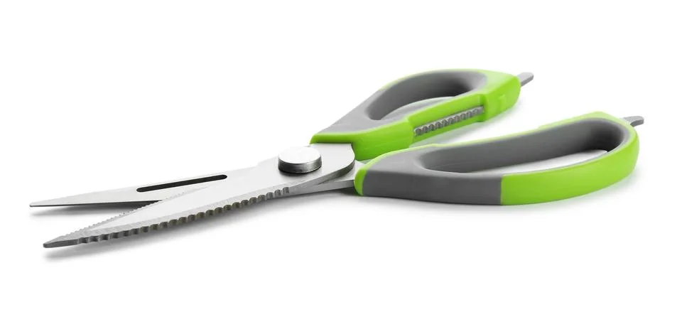 Pair of sharp scissors on white background Stock Photos