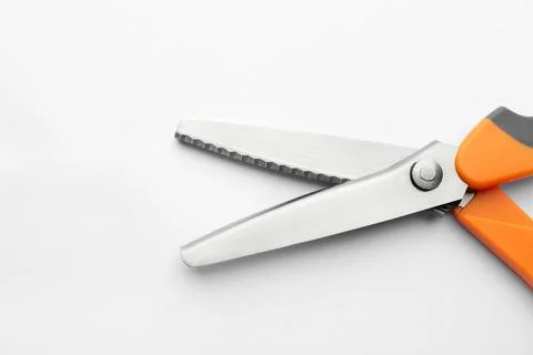 Pair of sharp scissors on white background Stock Photos