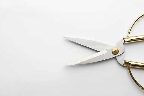 Pair of sharp scissors on white background Stock Photos