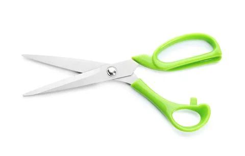 Pair of sharp scissors on white background Stock Photos