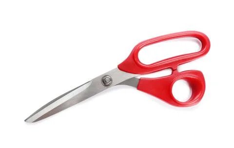 Pair of sharp sewing scissors on white background Stock Photos
