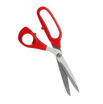 Pair of sharp sewing scissors on white background Foto stock