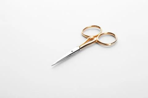 Pair of sharp sewing scissors on white background 写真素材