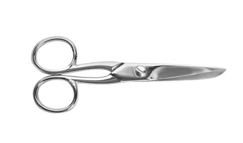 Pair of sharp sewing scissors on white background 写真素材