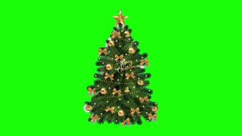 Pair of shimmering christmas tree animation on green screen background loop Stock Footage 321009611