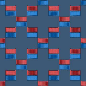 Pair of Shipping Containers vector colored seamless pattern イラスト素材