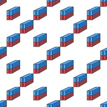 Pair of Shipping Containers vector modern seamless pattern イラスト素材