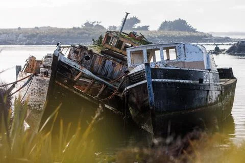 Pair of shipwrecks Stock Photos