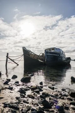 Pair of shipwrecks Stock Photos